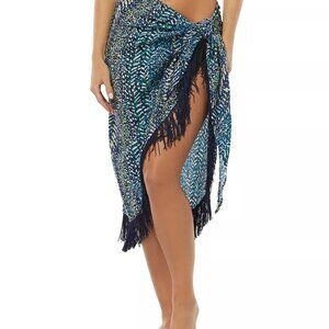 NWT Vince Camuto Women's Pareo Fringe Sarong Swim Cover Up Size XS/S $130 8B607
